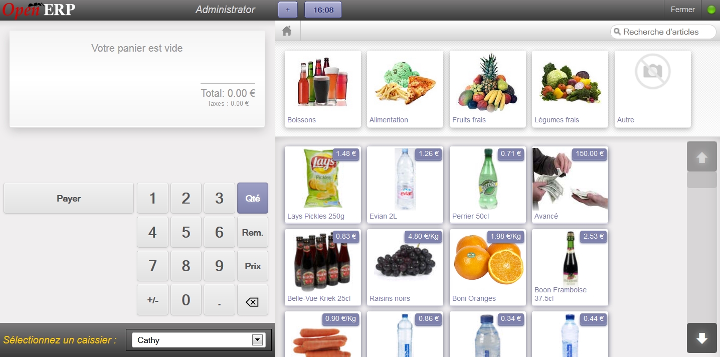 The new POS GUI with cashiers dropdown list